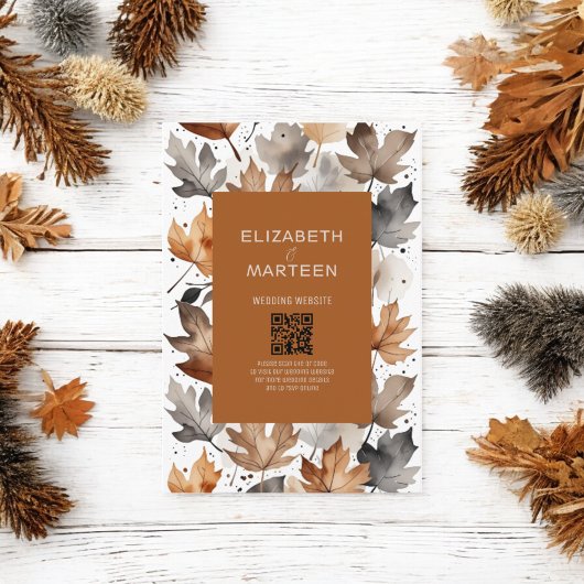 Feuilles d'automne gris Brown Faire-part de mariag