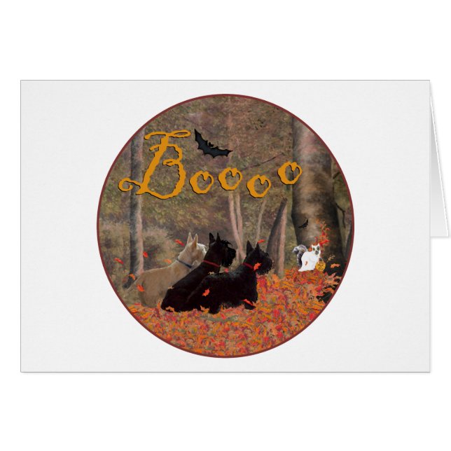 Feuilles d'automne Halloween Scotties (Devant horizontal)