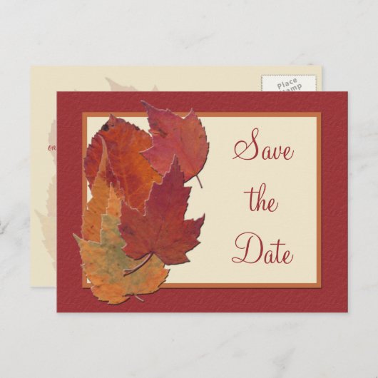 Feuilles d'automne II Enregistrer la date Carte po (Devant / Derrière)