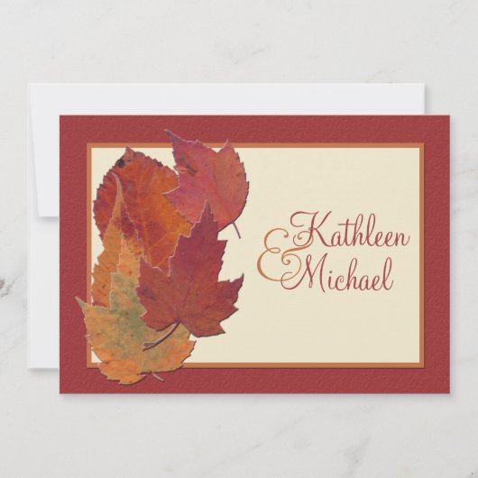Feuilles d'automne II Faire-part de mariage monogr (Devant)