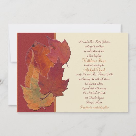 Feuilles d'automne II Faire-part de mariage monogr (Dos)