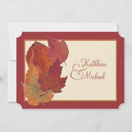 Feuilles d'automne II Faire-part de mariage monogr (Devant)