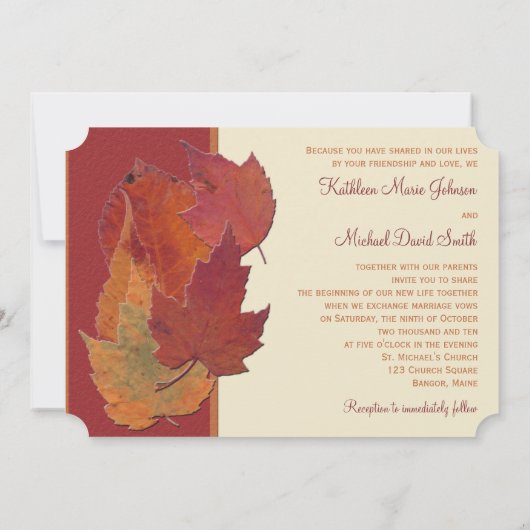 Feuilles d'automne II Faire-part de mariage monogr (Dos)