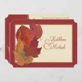 Feuilles d'automne II Faire-part de mariage monogr (Devant / Derrière)