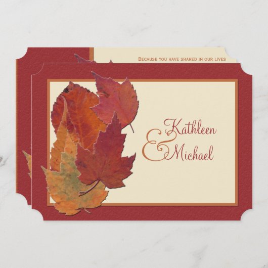 Feuilles d'automne II Faire-part de mariage monogr (Devant / Derrière)