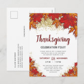 Feuilles d'automne | Invitation au dîner de Thanks (Devant / Derrière)