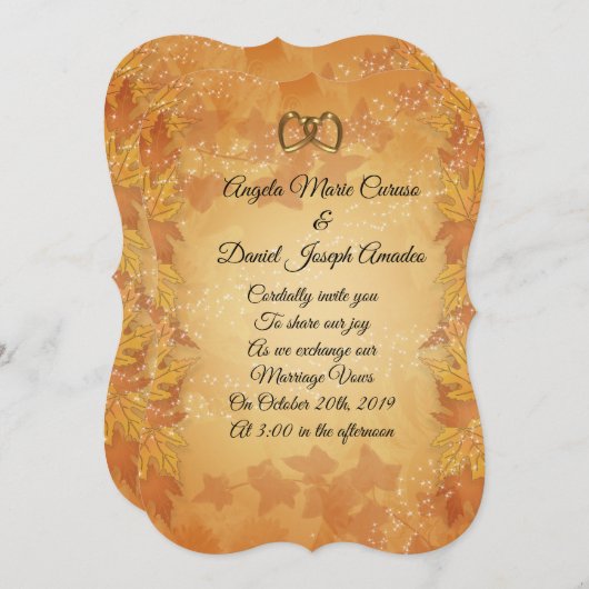 Feuilles d'automne Invitation Mariage de automne (Devant / Derrière)