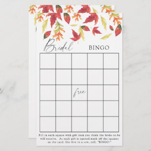 Feuilles d'automne - Jeux de bingo de douche nupti
