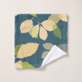 Feuilles d'automne modernes sur fond sarcelle (Gant de toilette)