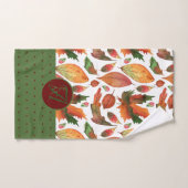 Feuilles d'automne monogrammes Automne Rouge Vert  (Serviette à main)