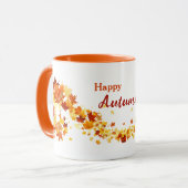Feuilles d'automne orange-rouge Café Mug (Devant gauche)
