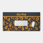 Feuilles d'automne orange sur fond marron (Clavier et souris)