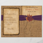 Feuilles d'automne, programme de mariage de burlap (Devant)