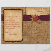 Feuilles d'automne, programme de mariage de burlap (Devant)