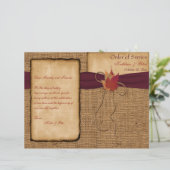 Feuilles d'automne, programme de mariage de burlap (Debout devant)