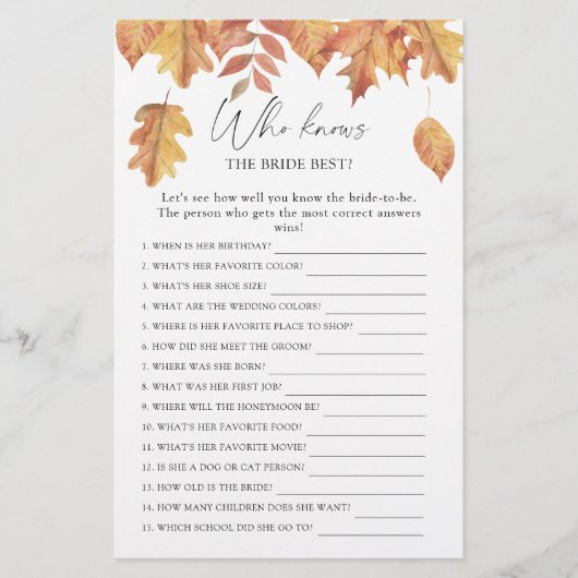 Feuilles d'automne - Qui connaît la mariée meilleu (Devant)