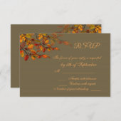 Feuilles d'automne rouge, brun, jaune RSVP (Devant / Derrière)