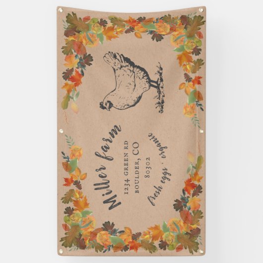 feuilles d'automne rustique script ferme bannière (Vertical)
