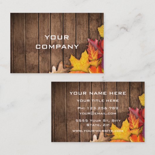 Feuilles d'automne sur le modèle de carte de visit (Devant / Derrière)