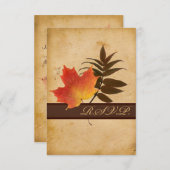 Feuilles d'automne sur papier vieilli - Carte répo (Devant / Derrière)
