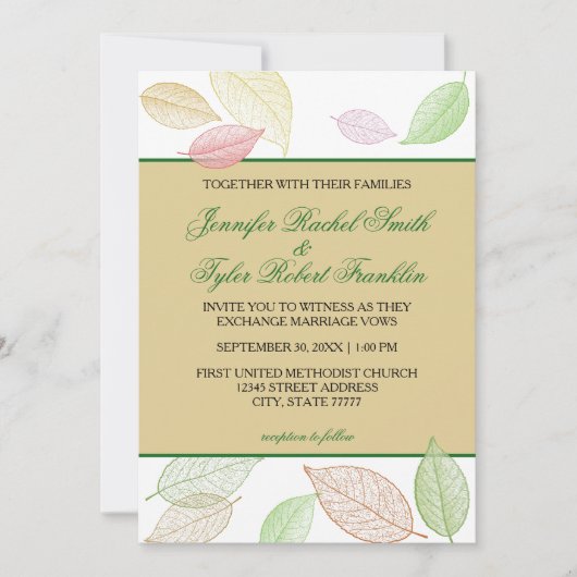 Feuilles d'automne translucides - Faire-part de ma (Devant)