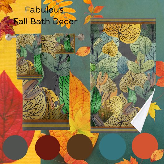 Feuilles d'automne vert, Brown, rouille, gris fumé