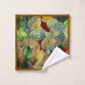 Feuilles d'automne Vert, Brown, Rouille, Rouille r (Gant de toilette)