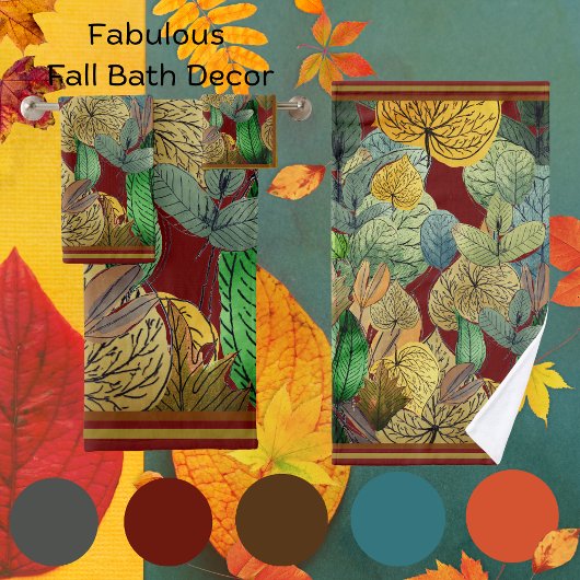 Feuilles d'automne Vert, Brown, Rouille, Rouille r