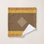 Feuilles de automne modernes Monogramme Polka Brow (Gant de toilette)