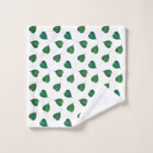 Feuilles de Bodhi vertes sur fond blanc (Gant de toilette)