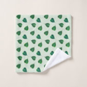 Feuilles de Bodhi vertes sur fond vert clair (Gant de toilette)