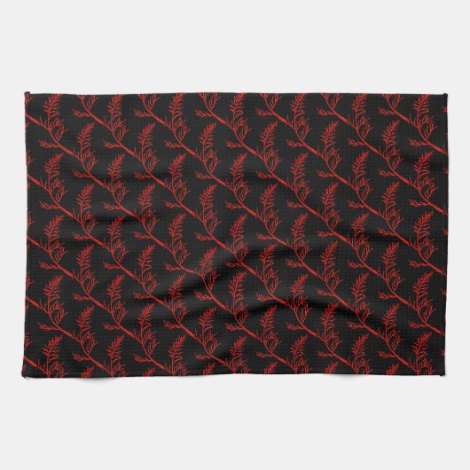 Feuilles de cèdre sur une serviette de cuisine (Horizontal)