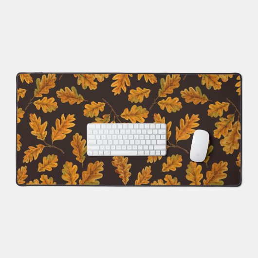 Feuilles de chêne automnal sur brun foncé (Clavier et souris)