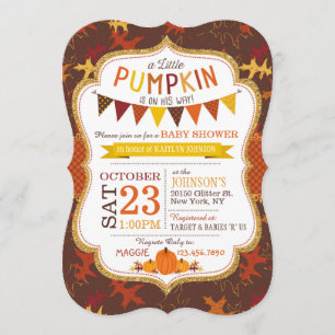 Feuilles de chêne d'automne et Invitation Baby sho