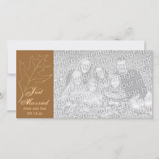 Feuilles De Chêne D'Automne Juste Marié Carte phot (Devant)