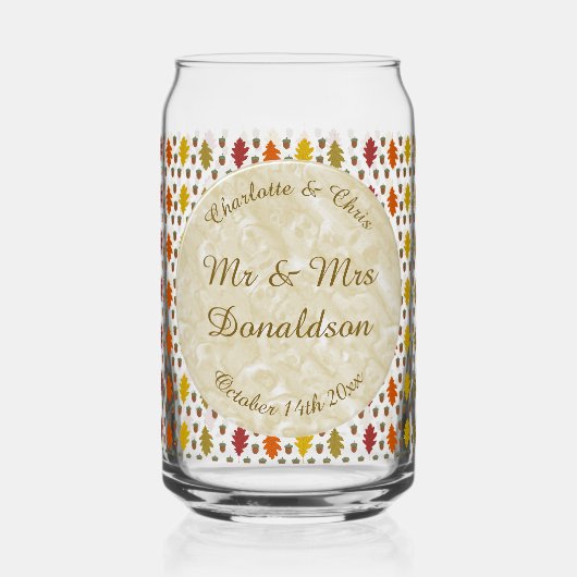 Feuilles de chêne et Acorns Automne Mariage d'auto (Recto)