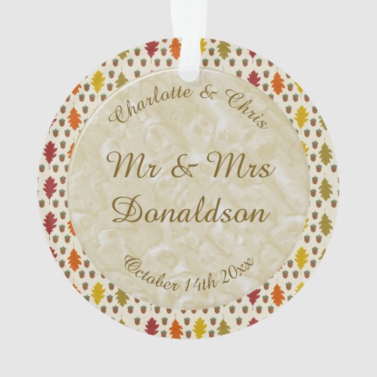 Feuilles de chêne et Acorns Automne Mariage d'auto (dos)