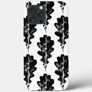 Feuilles de chêne noir et blanc Imprimer coque iph