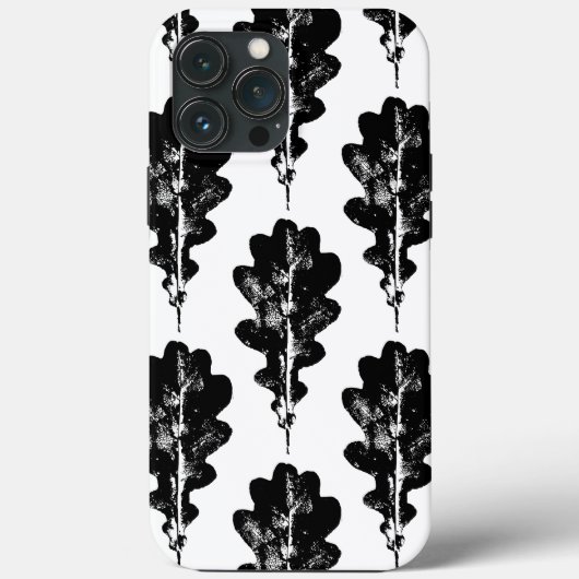 Feuilles de chêne noir et blanc Imprimer coque iph (Verso)