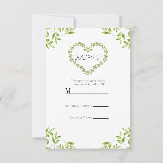Feuilles de cœur vert shabby chic verdure réponse  (Devant)