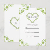 Feuilles de cœur vert shabby chic verdure réponse  (Devant / Derrière)