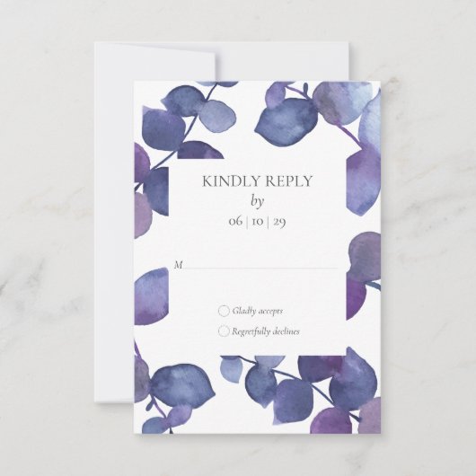 Feuilles de Eucalyptus Bleu Violet Floral RSVP (Devant)
