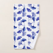 Feuilles de gingko bleu et blanc (Serviette à main)