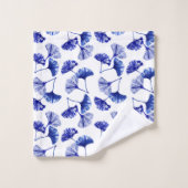 Feuilles de gingko bleu et blanc (Gant de toilette)