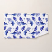 Feuilles de gingko bleu et blanc (Serviette à main)