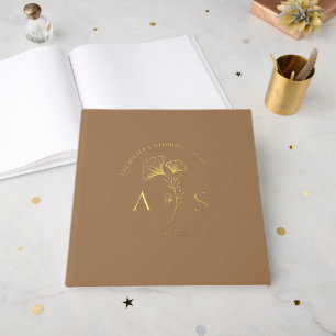Feuilles de Ginkgo Élégantes Café Brun Mariage Foi