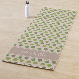 Feuilles de Jade sur Tapis de Yoga Beige avec Nom