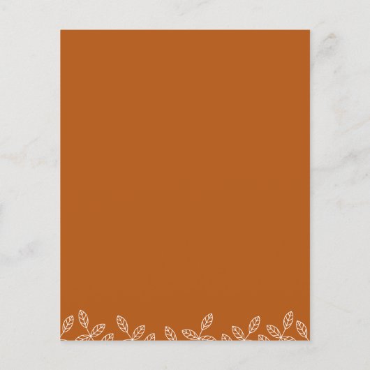 Feuilles de jardin Burnt Orange Mariage de automne (Dos)