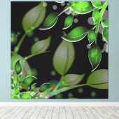 Feuilles de jardin frais sur toile noire enveloppé (Insitu (Plancher de Bois))