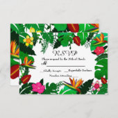 Feuilles de jardin tropical & Fleurs Mariage Carte (Devant / Derrière)